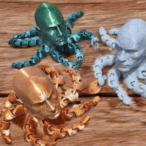 Rocktopus Fidget Toy: 3D-geprint Dwayne Johnson Octopus-bureaudecor afbeelding 11