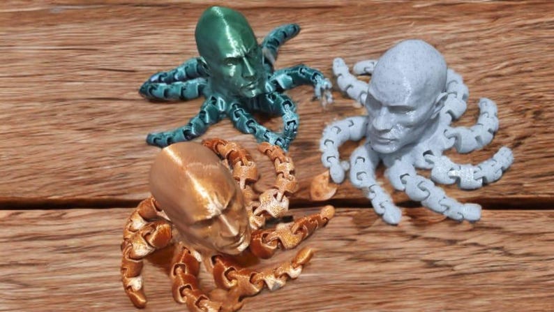 Rocktopus Fidget Toy: 3D-geprint Dwayne Johnson Octopus-bureaudecor afbeelding 11