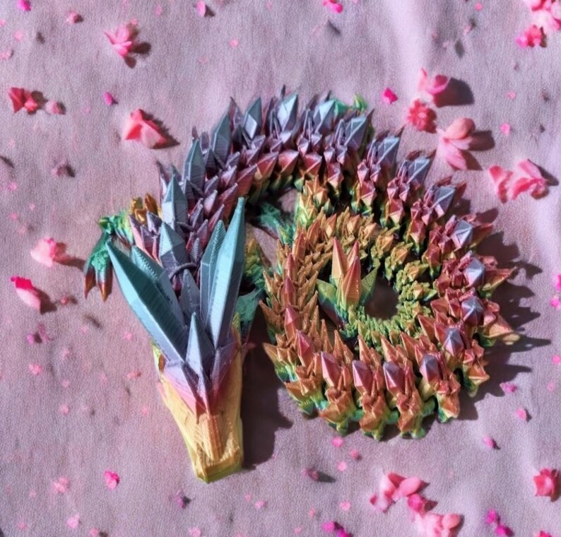 Articulating Crystal Dragon Fidget Toy: 3D Printed PLA Decor image 12