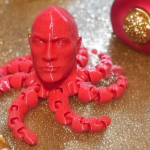 Rocktopus Fidget Toy: 3D-geprint Dwayne Johnson Octopus-bureaudecor afbeelding 2