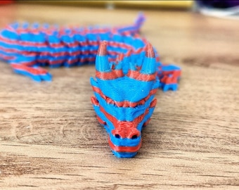 Dual Color Articulating Dragon Fidget Toy: 3D Printed Sculpture