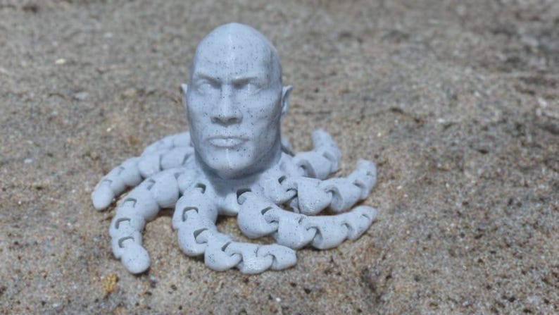 Rocktopus Fidget Toy: 3D-geprint Dwayne Johnson Octopus-bureaudecor afbeelding 13