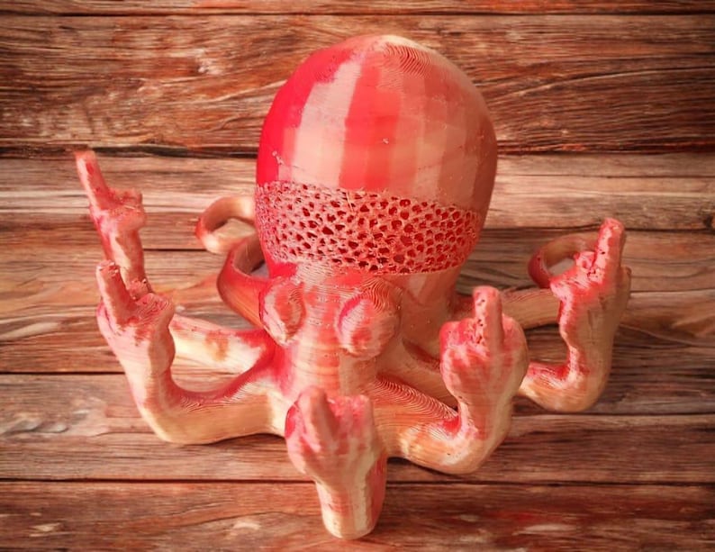 Middle Finger Octopus V2 – Fuckoctopus 3D Printed Articulated Fidget Toy | Unique Desk Decor image 2
