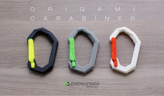 Origami 3D Printed Carabiner: Backpack Keychain Hook