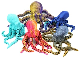 Pulpo articulado 2.0: decoración de escritorio impresa en 3D, dispositivo antiestrés y de oficina