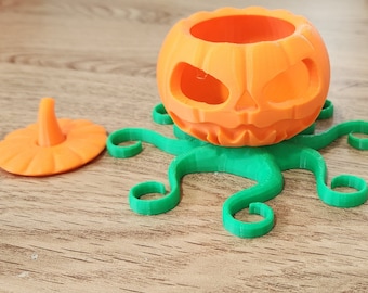 Pumpkin Octopus | 3D printed Ornament | 3D Printed Jack-o'-Lantern Octopus Decor | Halloween Ornaments |Halloween gift|