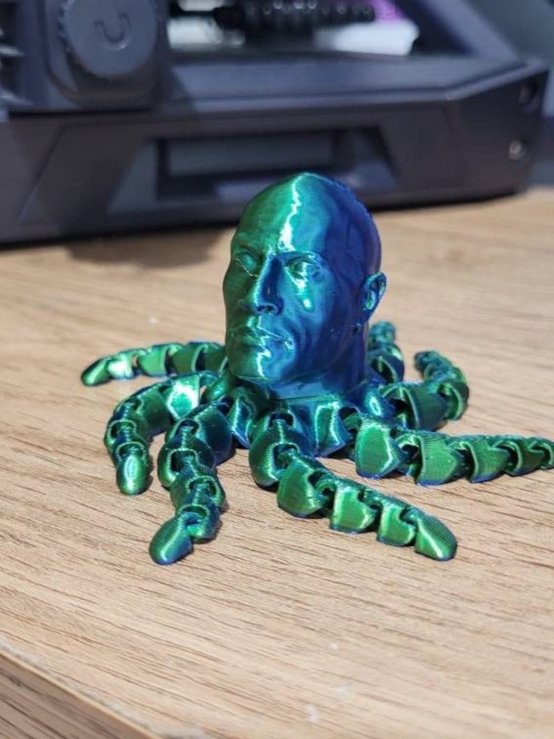 Rocktopus fidget toy 2 colour option Dwayne Johnson octopus Flexi toy fidget toy Dual Blue&Green