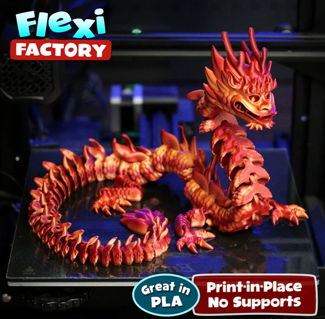 Flexi Imperial Dragon | 3D Printed | Articulated Flexible | Custom ...
