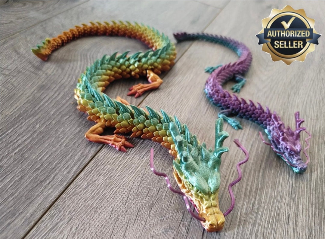 3D Printed Dragon - Customizable, Made to Order Articulated Fidget Mythical  Dragon Toy, Gift (M, Dual Color Shiny Pink/Blue)