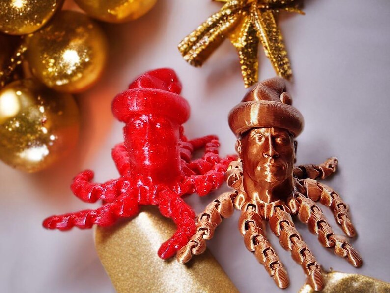 Santa Rocktopus – Pulpo de Dwayne "La Roca" / Juguete antiestrés / Decoración divertida para el escritorio / Regalo y calcetín navideño imagen 2