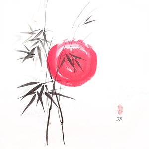 Bamboo Feng Shui Painting Original Japanese ink painting Sumie Black White artwork