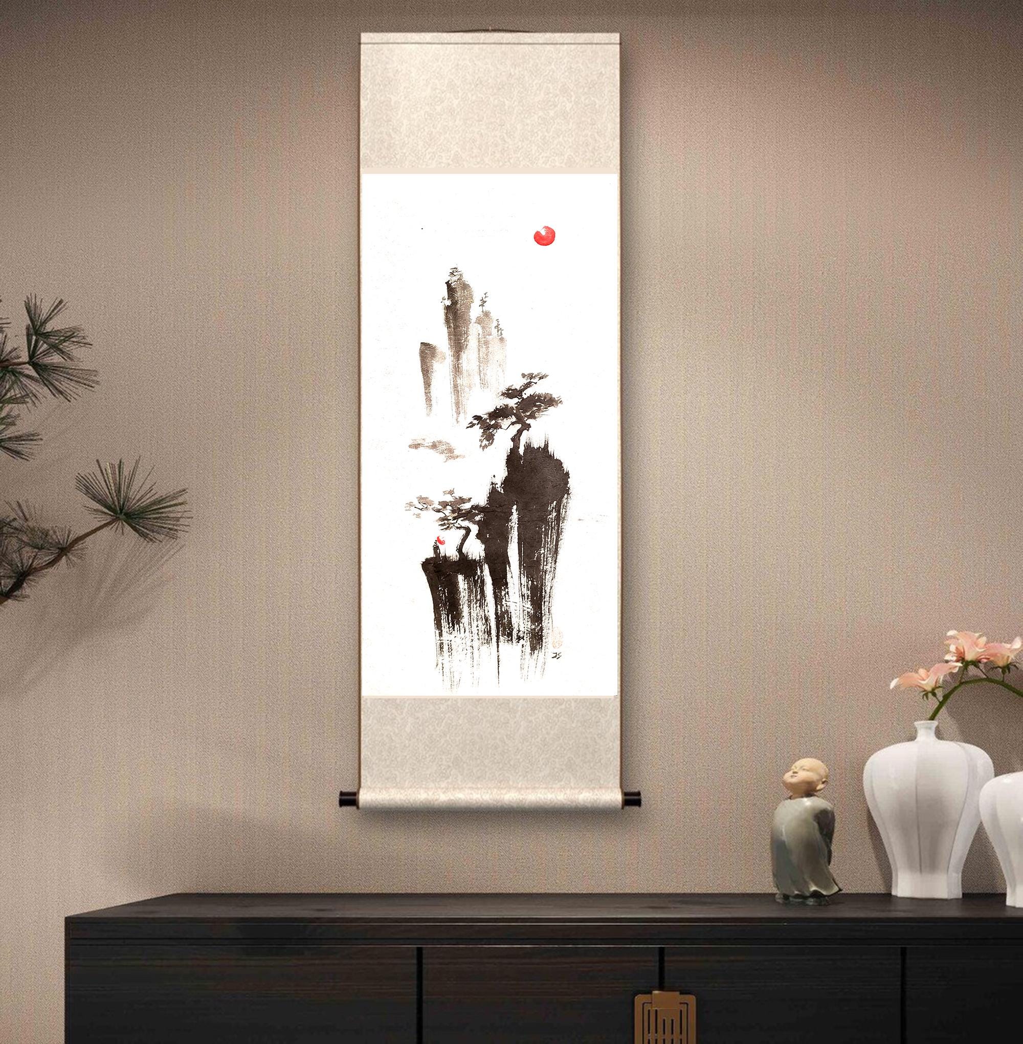 Japanese Sumie Ink Painting Set: Zen Landscape Art (14x18 Inch) - Etsy