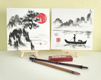 色紙 | 水彩画 | 実と葉のあるビワの木 - Etsy 日本