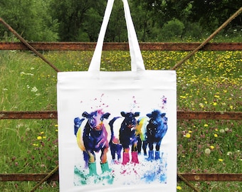 Belted Galloway Cow Tote Bag/ Quirky shopping bag/Reusable bag