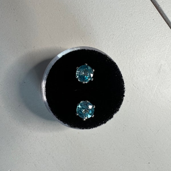 1.78 tow Cambodian Blue Zircon Earrings w/Stunning Sparkle and Color!