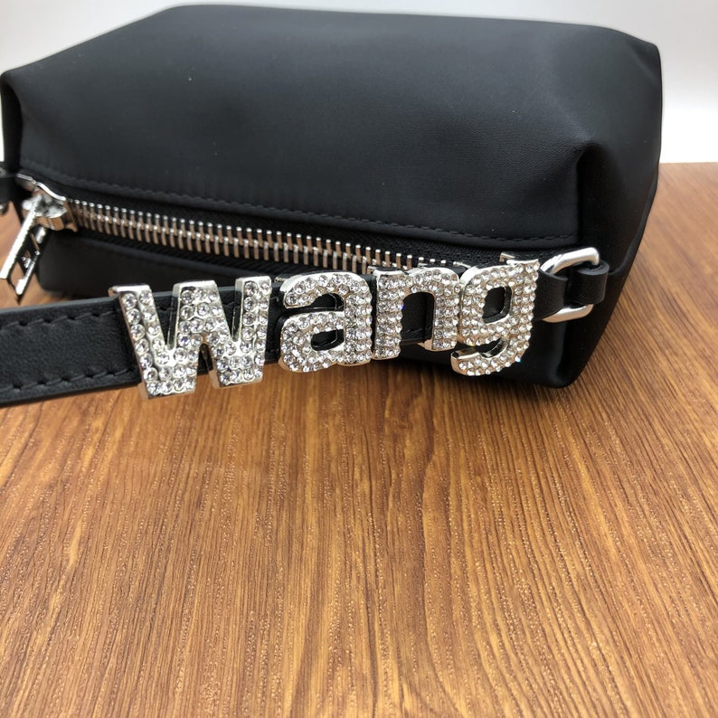 Heiress Satin Pouch | Crystal Logo | Alexander Bag | Black Handbag ...