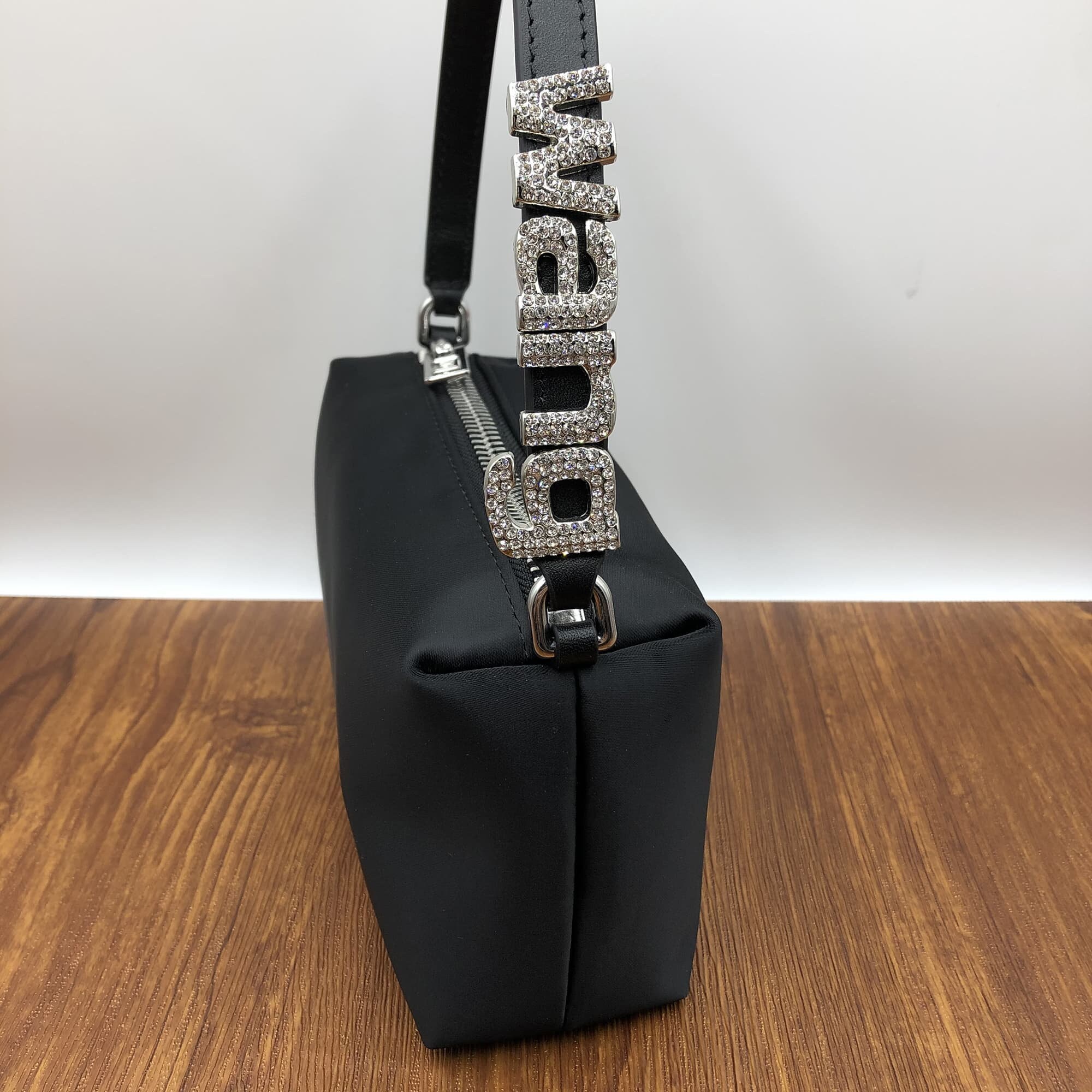 Heiress Satin Pouch Crystal Logo Alexander Bag Black Handbag Fashion Shoulder Bag Luxury Bag Gift for Her Women Etsy Canada