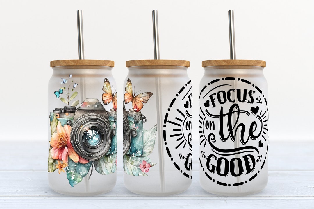 Focus on the Good - 16 Oz Libbey Glass Can Tumbler Sublimation Design ...