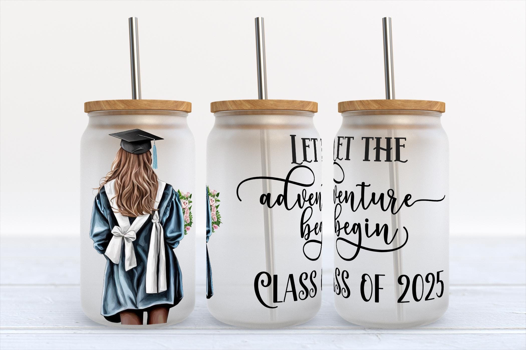 Graduation - Class of 2025 - 16 oz Libbey Glass Can Tumbler Sublimation Design - Design Digital Download PNG