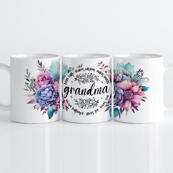 Grandma - Grandmother - 15oz Mug Wrap Sublimation Design - Coffee Mug Wrap Design - Digital Download PNG