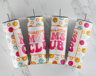 Overstimulated Moms Club - SEAMLESS - 20oz Skinny Tumbler Sublimation Designs - Straight and Tapered Tumbler Templates