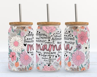 Mama - 16 oz Libbey Glass Can Tumbler Sublimation Design - Design Digital Download PNG