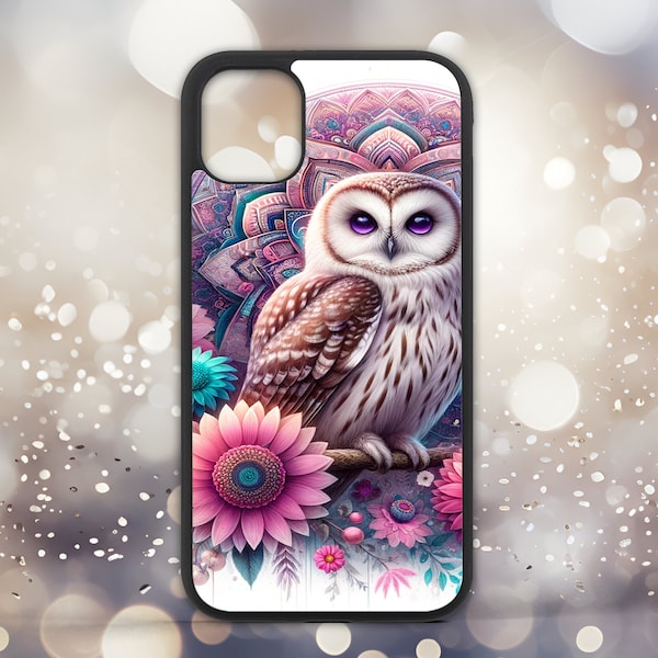 Eule mit Blumen und Mandala - Sublimation Phone Case Png, Sublimation Template, Phone Case Design, Digital Download