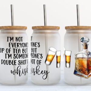 Double Shot Of Whiskey - 16 oz Libbey Glass Can Tumbler Sublimation Design - Design Digital Download PNG