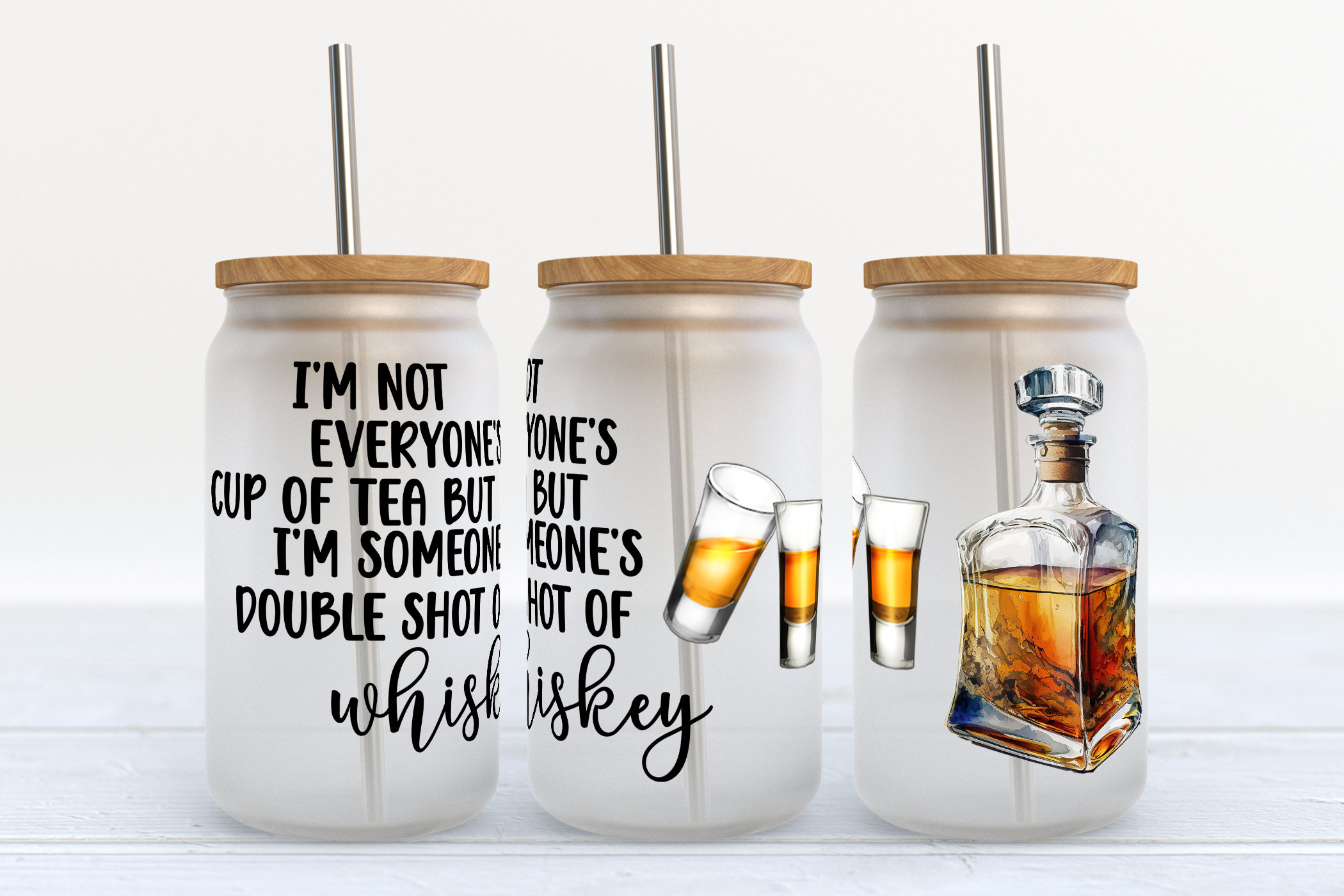 AGH 6-pack 25OZ Frosted Sublimation Glass Tumbler With Bamboo Lid & Plastic  Straws,Glass Cup Beer Can for Iced Coffee, Juice, Soda, Drinks