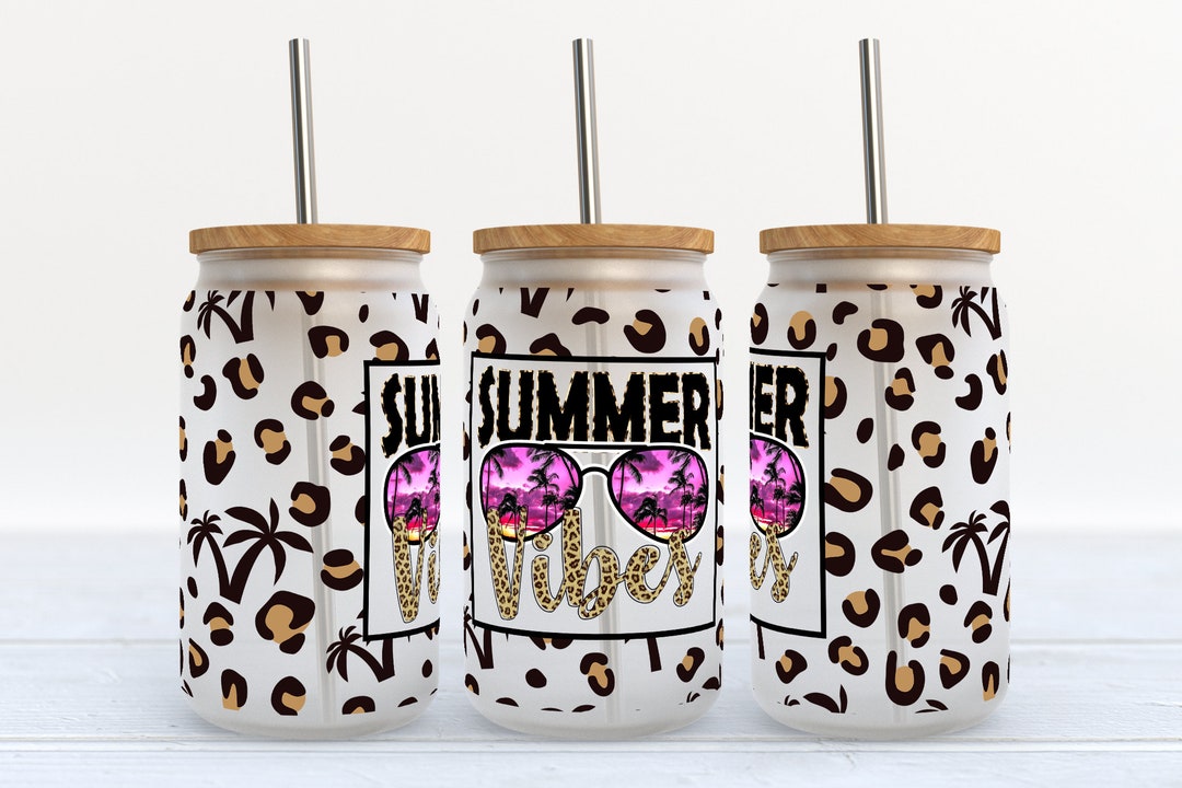 Summer Vibes 16 Oz Libbey Glass Can Tumbler Sublimation Design Design ...