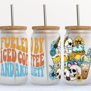 Gothic 16oz Glass Iced Coffee Cup with Lid and Straw – Wild Outdoor  Creations