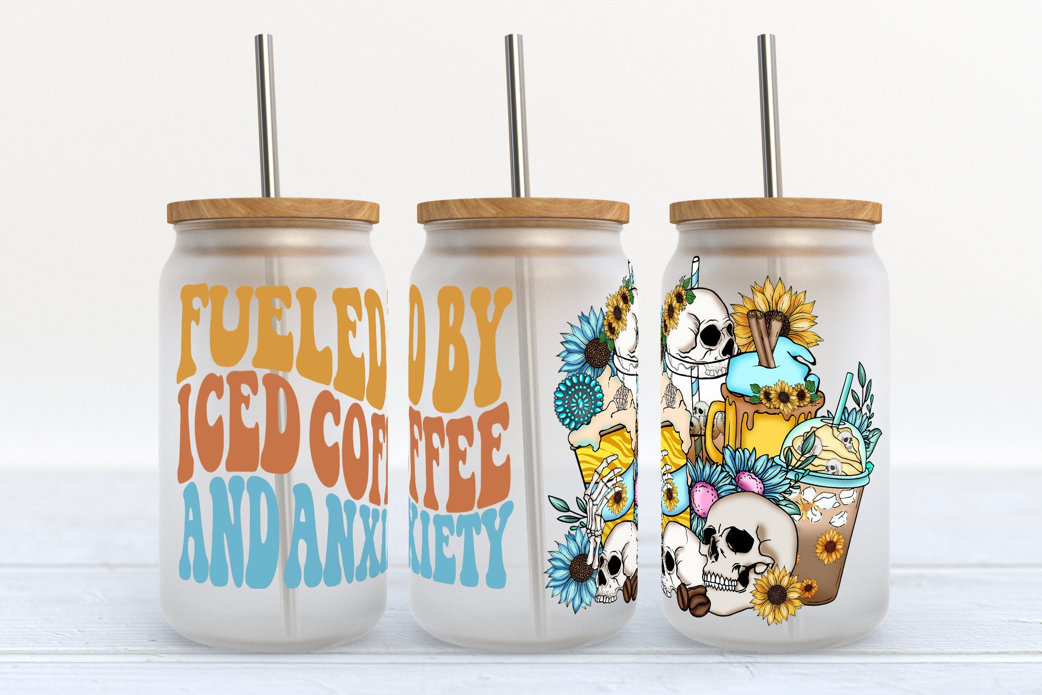 Fueled by Iced Coffee and Anxiety- 24oz White Cold Cup –  ClementineandPoppyCo