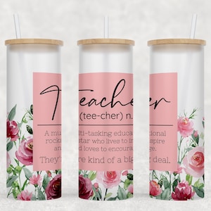 Teacher - 25 oz Libbey Glass Can Tumbler Sublimation Design - Design Digital Download PNG