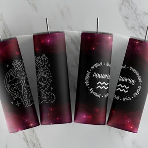 Aquarius - Zodiac - 20oz Skinny Tumbler Sublimation Designs - Straight and Tapered Tumbler Templates