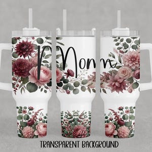 Mom - Floral - 40 Unzen Quencher Tumbler Wrap Sublimationsdesign - Design Digitaler Download PNG