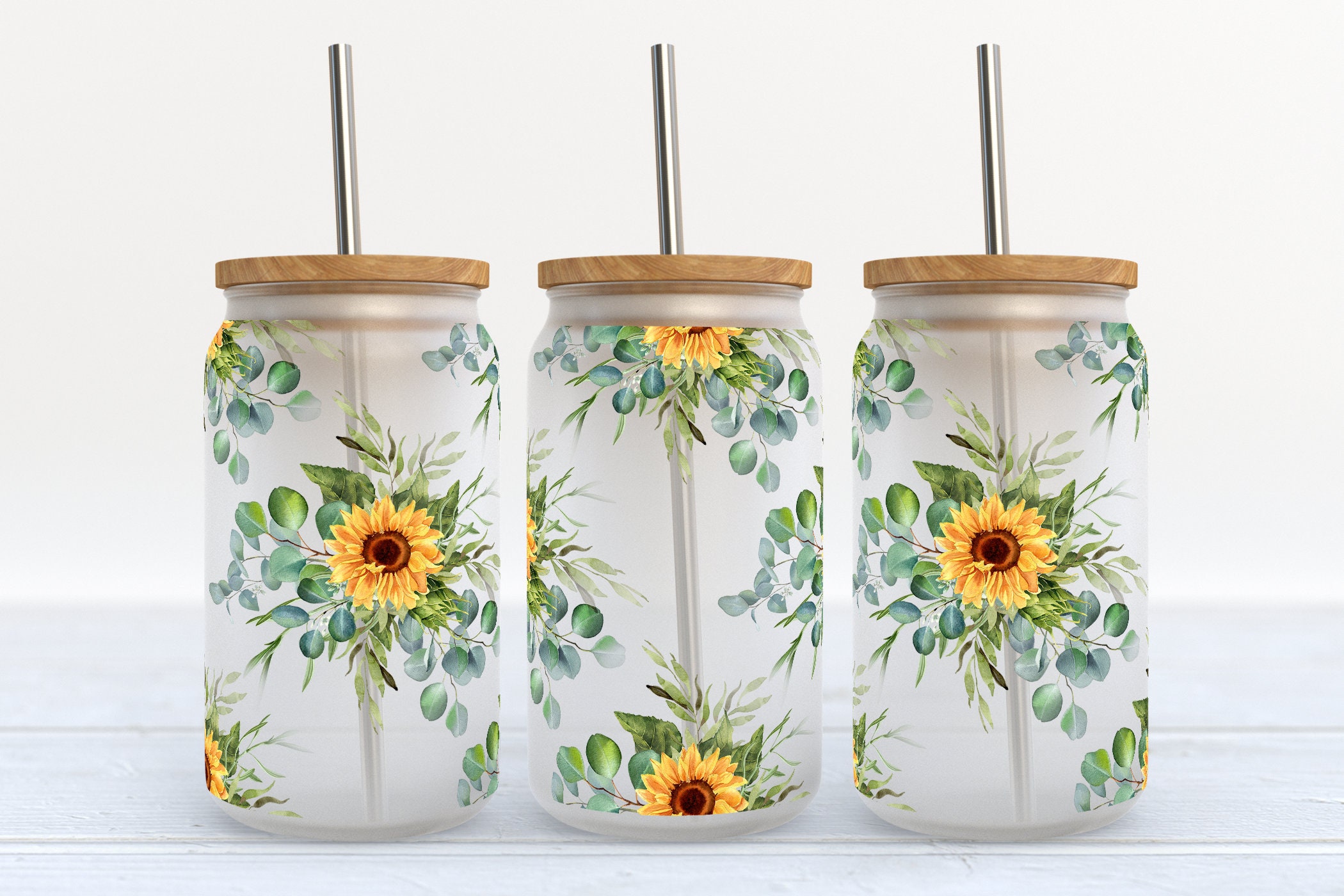 Sunflowers SEAMLESS 16 Oz Libbey Glass Can Tumbler - Etsy Canada