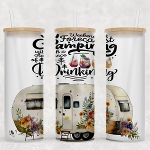 Weekend Forecast Camping With A Chance Of Drinking - 25 oz Libbey Glass Can Tumbler Sublimation Design - Design Digital Download PNG
