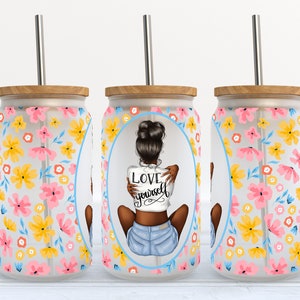 Love Yourself - 16 oz Libbey Glass Can Tumbler Sublimation Design - Design Digital Download PNG