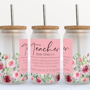 Teacher - 16 oz Libbey Glass Can Tumbler Sublimation Design - Design Digital Download PNG