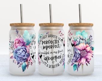 Perfectly Imperfect - 16 oz Libbey Glass Can Tumbler Sublimation Design - Design Digital Download PNG