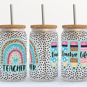 Teacher - 16 oz Libbey Glass Can Tumbler Sublimation Design - Design Digital Download PNG