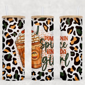 Pumpkin Spice Kinda Girl - 25 oz Libbey Glass Can Tumbler Sublimation Design - Design Digital Download PNG