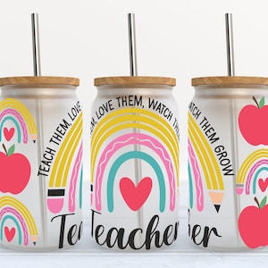 Teacher - 16 oz Libbey Glass Can Tumbler Sublimation Design - Design Digital Download PNG