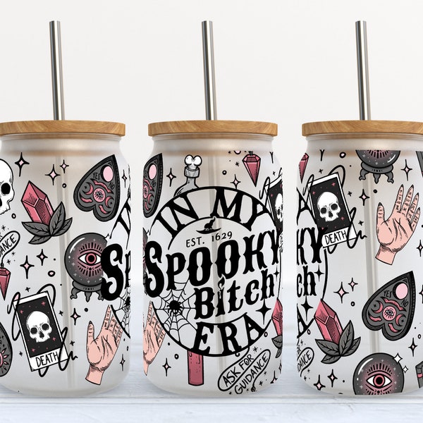 In My Spooky Bitch Era - 16 oz Libbey Glass Can Tumbler Sublimation Design - Design Digital Download PNG