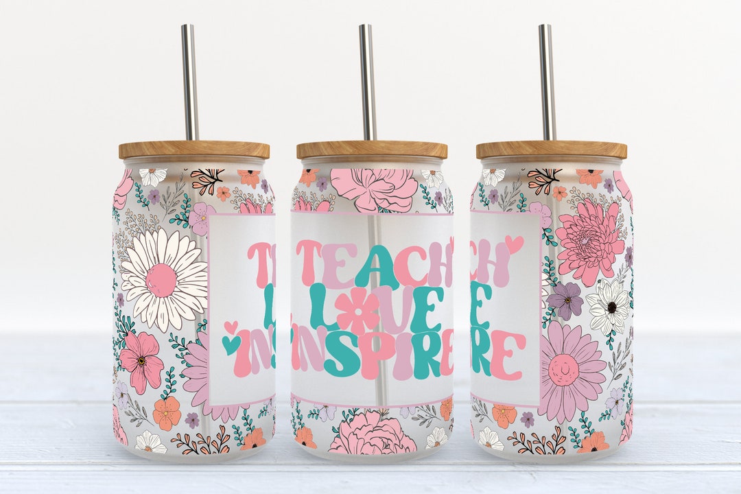 Teach Love Inspire - SEAMLESS - 16 Oz Libbey Glass Can Tumbler ...