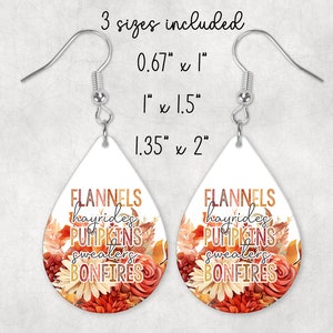 Flannels Hayrides Pumpkins - Fall - Autumn | Teardrop Earring Png | Earring Sublimation  | Earring Blanks Design | Digital Download