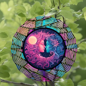 Wind Spinner Png | Sun & Moon | Digital Download |  Wind Spinners For Gardens | 10.5 Inch Round Sublimation