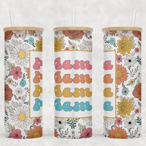 Mama - Floral - 25 oz Libbey Glass Can Tumbler Sublimation Design - Design Digital Download PNG