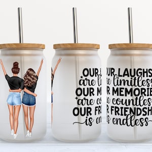 Mejores amigos - Diseño de sublimación de vaso de lata de vidrio Libbey de 16 oz - Diseño Descarga digital PNG