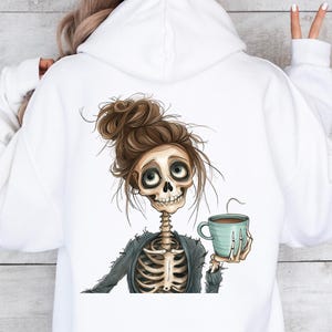 Skeleton with Coffee - PNG - Designs Downloads - PNG Clipart - Shirt Design - Sublimation Download